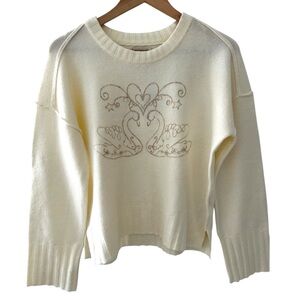 Haute Hippie Style Cream Swan Print Sweater NWT Size M